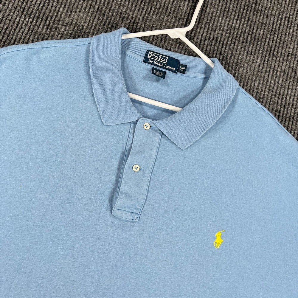 Polo Ralph Lauren Shirt Mens 2XB Big Blue Short Sleeve Casual Golf Outdoor Light